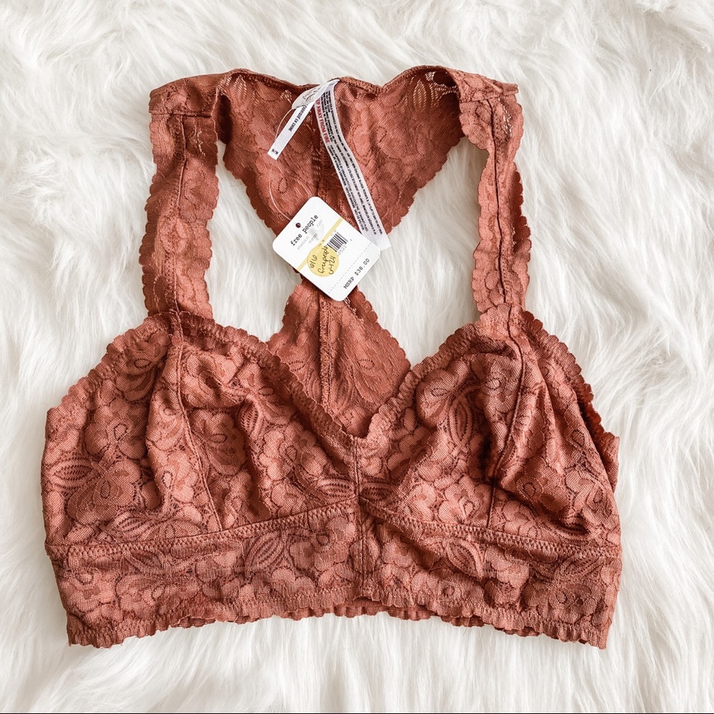 NWT [free people] rust lace racerback bralette